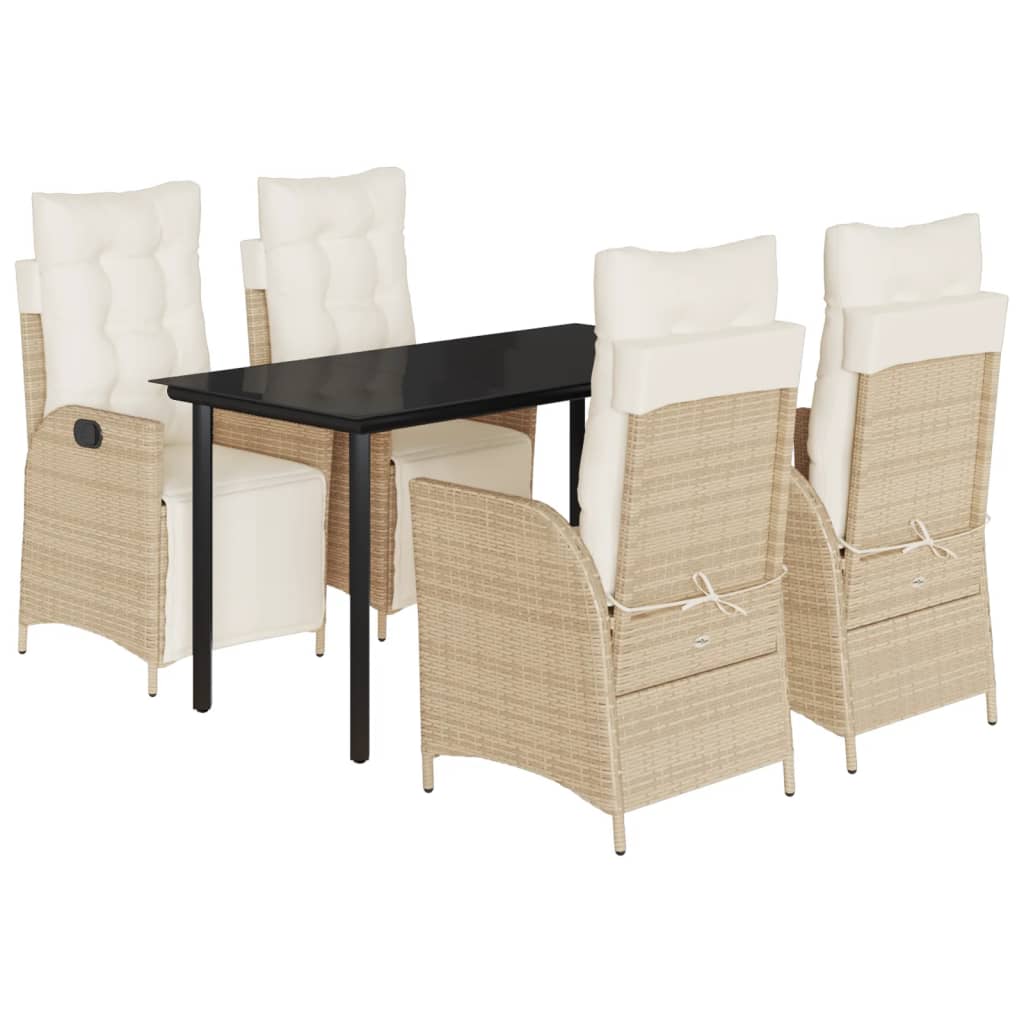 Vidaxl 5-Cz. Garden Furniture Set With Cushions, Beige, Poly Rattan