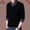 Pierre Cardin Men's Thickened Knit Pullover – Casual Autumn/Winter Long-Sleeved Sweater for Middle-Aged Men
