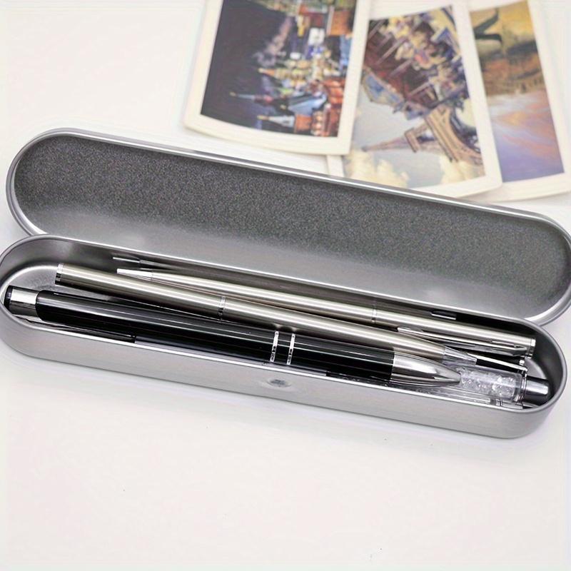 Simple Metal Pencil Holder Sturdy Tin Storage Box Travel-Friendly Stationery Organizer for Pens Pencils Markers School Supplies