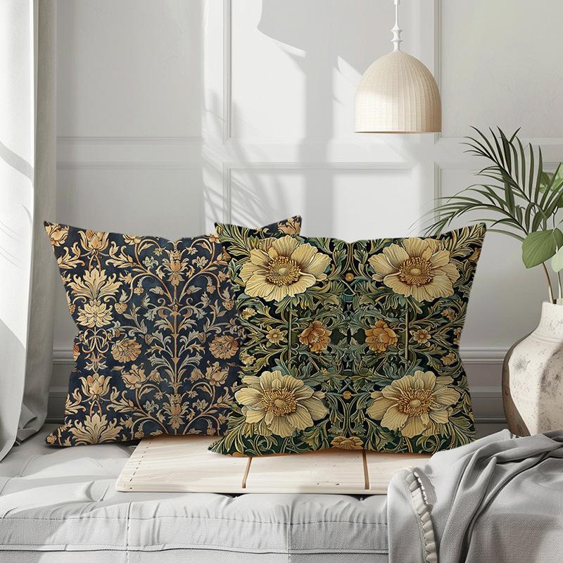 New Classic Flower Pillow Cover European Retro Style Sofa Cushion Cover Living Room Bedroom Decorative Cushion Cover