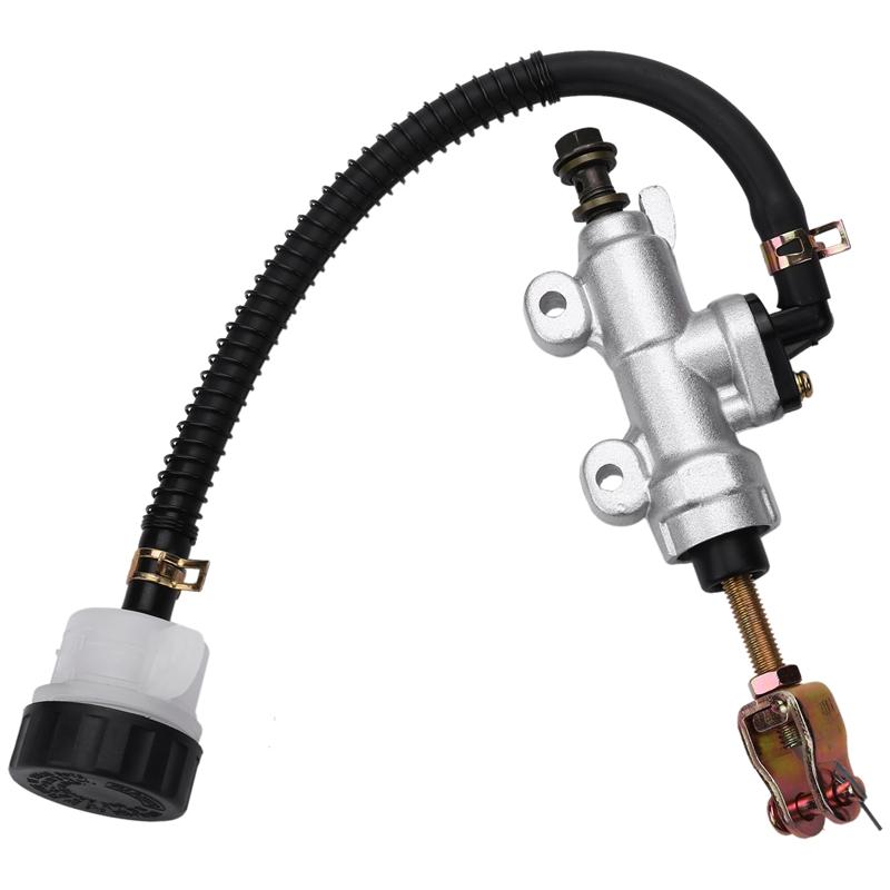 Motorcycle Universal Foot Brake Hydraulic Pump For Suzuki Kawasaki Honda Yamaha Rear Brake Master Cylinder Pump Motorbike blacksilver