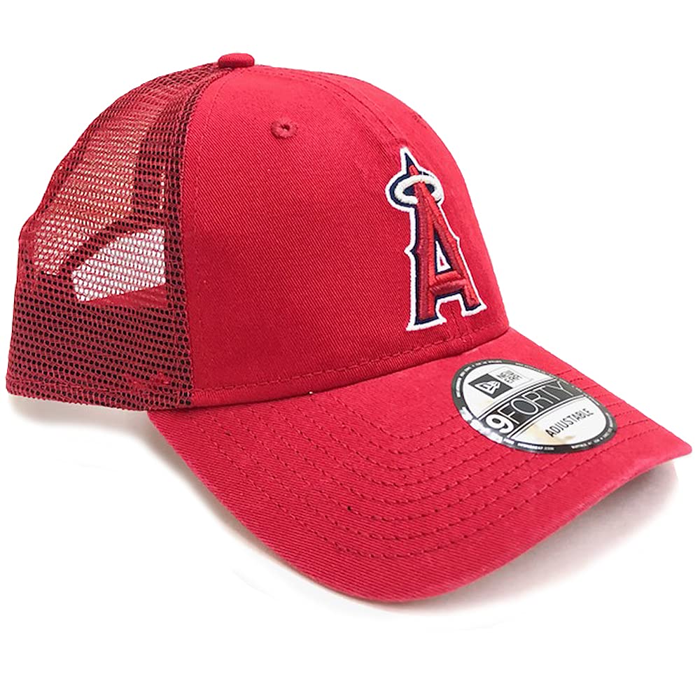 New Era MLB Trucker 9FORTY Mesh Featuring Shohei Los Angeles Angels of Anaheim Cap/Red, Ohtani's Team.