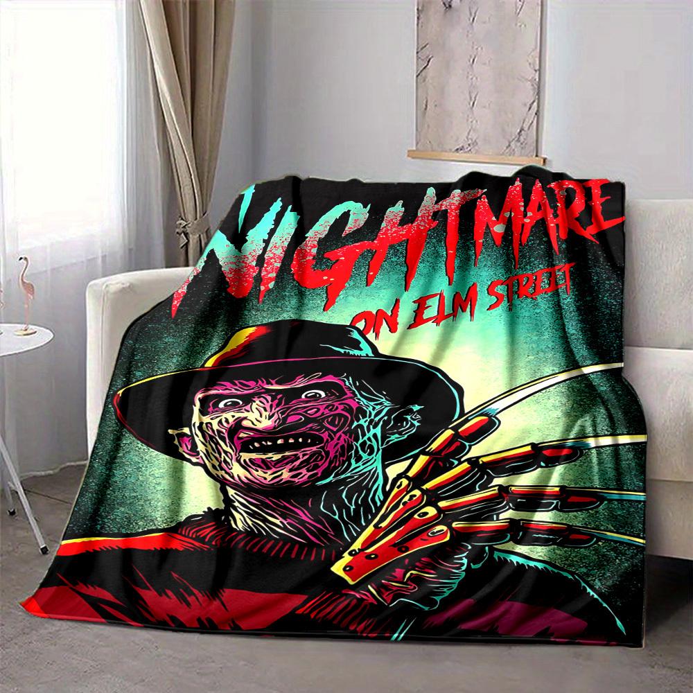 1pc A Nightmare on Elm Street Flannel Throw Blanket - HD Printed Lightweight Soft Warm All-Season Blanket for Sofa, Bed, Travel, Camping 076