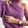 Autumn New Spring Multi Color Twist Pattern Sweater Women Knitted Off Single Shoulder Women Sweaters Pullover