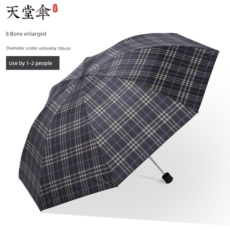Paradise Umbrella Checkered Umbrella Extra Large Umbrella for Men and Women 3-Fold Umbrella Extra Large 8 Bone Double Business Dual-Use Umbrella