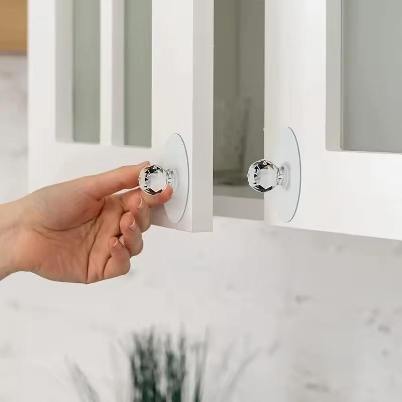 10/2Pcs Punch-free Drawer Knobs Self-Adhesive Kitchen Cabinet Handle Furniture Cupboard Dresser Window Door Push Pull Handles
