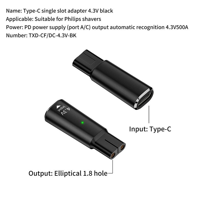 Philips Tıraş Makinesi Şarj Konnektörü İçin 5V/4.3V/8V/15V Usb-C Adaptörü Göstergeli Tip-C Saç Kesme Makinesi Şarj Adaptörü