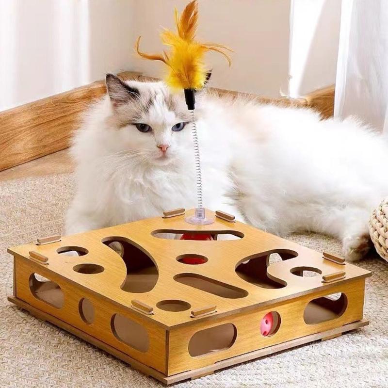 Funny Composite Board Cats Play Set with Track System 3 Balls Teaser Wand for Safe and Healths Pet Fun