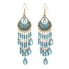 Ethnic Long Acrylic Water Drop Earrings for Women Retro Boho Gold Color Hollow Tassel Earrings Bijoux Femme Accessories