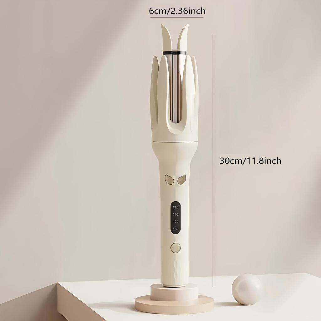 Automatic Hair Curler 28mm, 4 Temperature Settings, Rotating Curling Iron for Long Hair, Anti-Scald, with No Battery Required for Wet/Dry Use