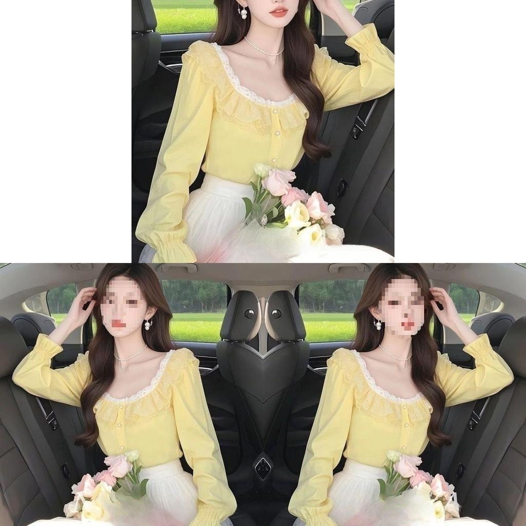 French Inspired Ladies Shirt With 3d Effect And Ruffle Sleeves For Spring