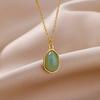 Colorful Stone Opal Oval Necklace For Women Gold Color Stainless Steel Chain Stone Pendant Necklace Classic Aesthetic Jewelry