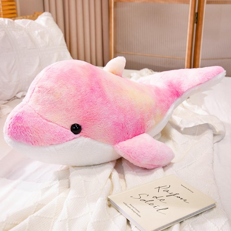 

Adorable Colorful Dolphin Plush Toy Dreamy Purple Dolphin Gentle Cartoon Model Throw Pillow Home Decor Designed For Birth Date Gifts 20cm