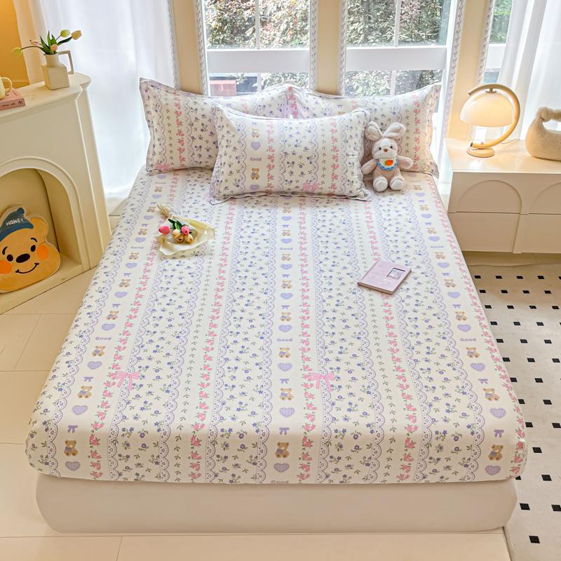 Kawaii Cartoon Panda Fitted Sheet With 2 Pillowcase Bamboo Tree Bed Sheet Set Cotton Bed Cover With Deep Pocket For Child Teen