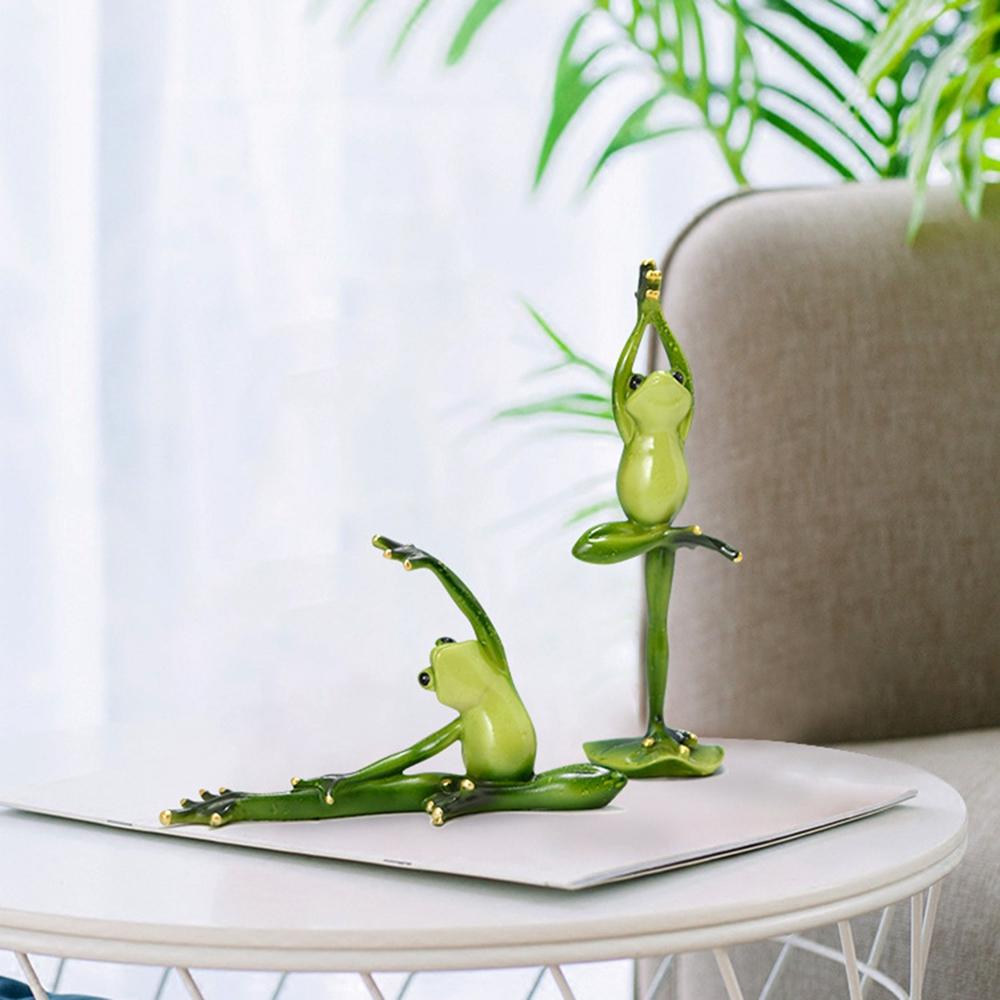 Grenouille ornement résine artisanat grenouille Sculpture Statue Yoga grenouilles Figurine décor