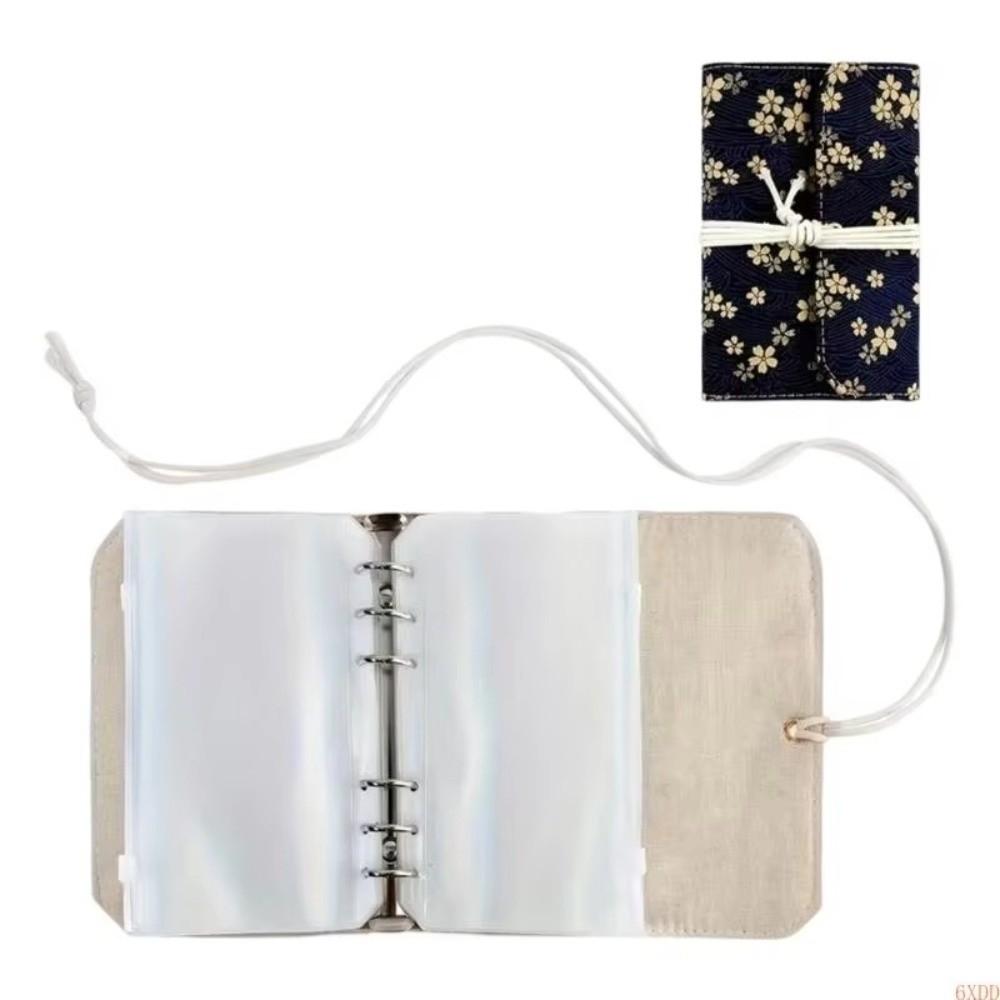 Zippered Binder Pocket Detachable Ring Needle Storage Bag 6 Hole PVC 12 Zippered Pocket Knitting Needle Case