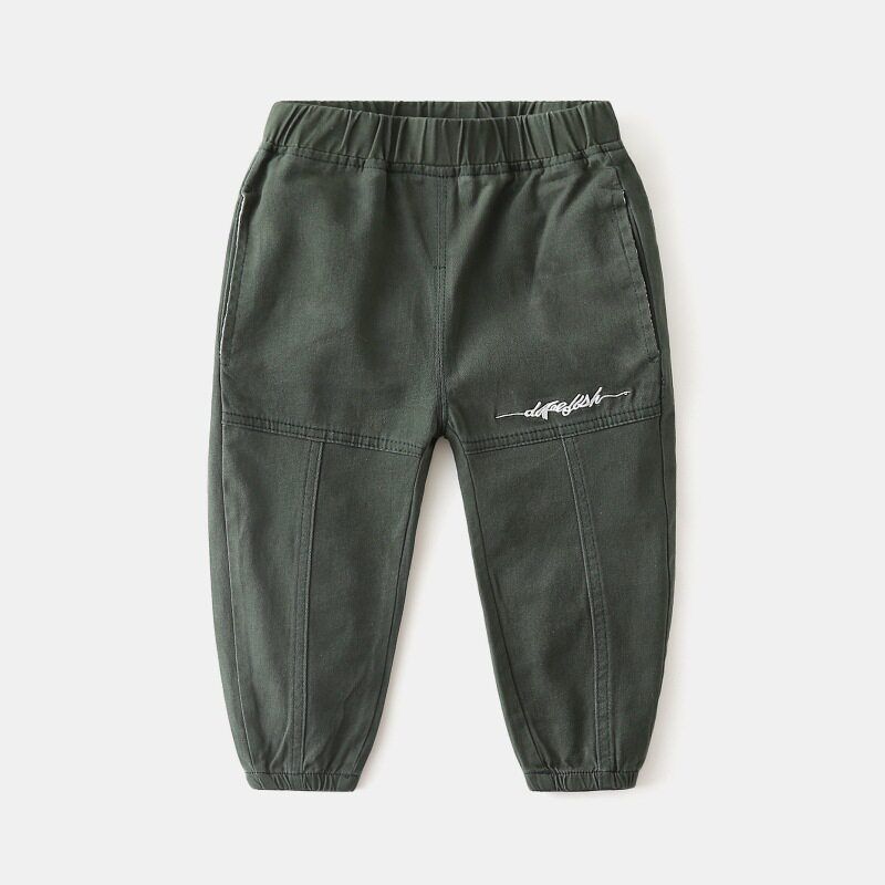 Boys Cargo Pants for Spring and Autumn, Children s Mid-Waist Pants, Loose Lettered Jogger Pants for Baby Boys, Casual Pants Army Green 100