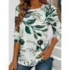 Women's purple floral print long-sleeved loose-fitting round neck top, casual everyday style with an elegant design.