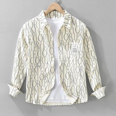 Men's Spring and Autumn Fashionable Casual Long Sleeve Light Luxury Shirt New Trendy Loose Printed Thin Jacket