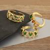 Nidin Hot Sale Personality Design Inlaid Colorful Zircon Open Rings Adjustable For Women Irregular Punk Style Finger Jewelry
