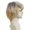 European and American Style Men's Fashion Front Lace Heat Resistant Daily Use Natural Looking Synthetic Fiber Light Golden Short Straight Wig
