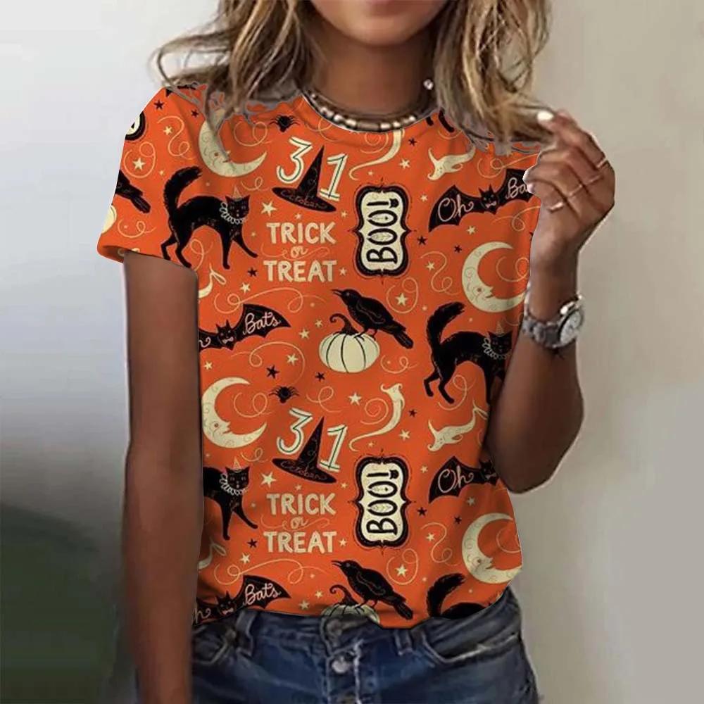 Women's T-shirt Cute Pumpkin Head 3D Printed Oversized T-shirt Summer New Fashion Women's Y2k Women's Top T-shirt