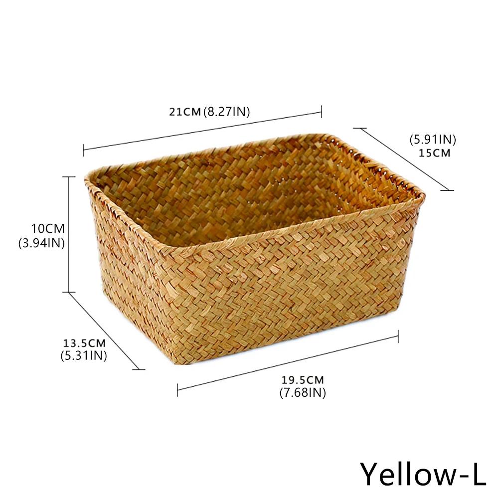 Woven Seagrass Storage Baskets Straw Rattan Basket Desk Organizer Picnic Basket Fruit Storage Box Cosmetic Storage Container