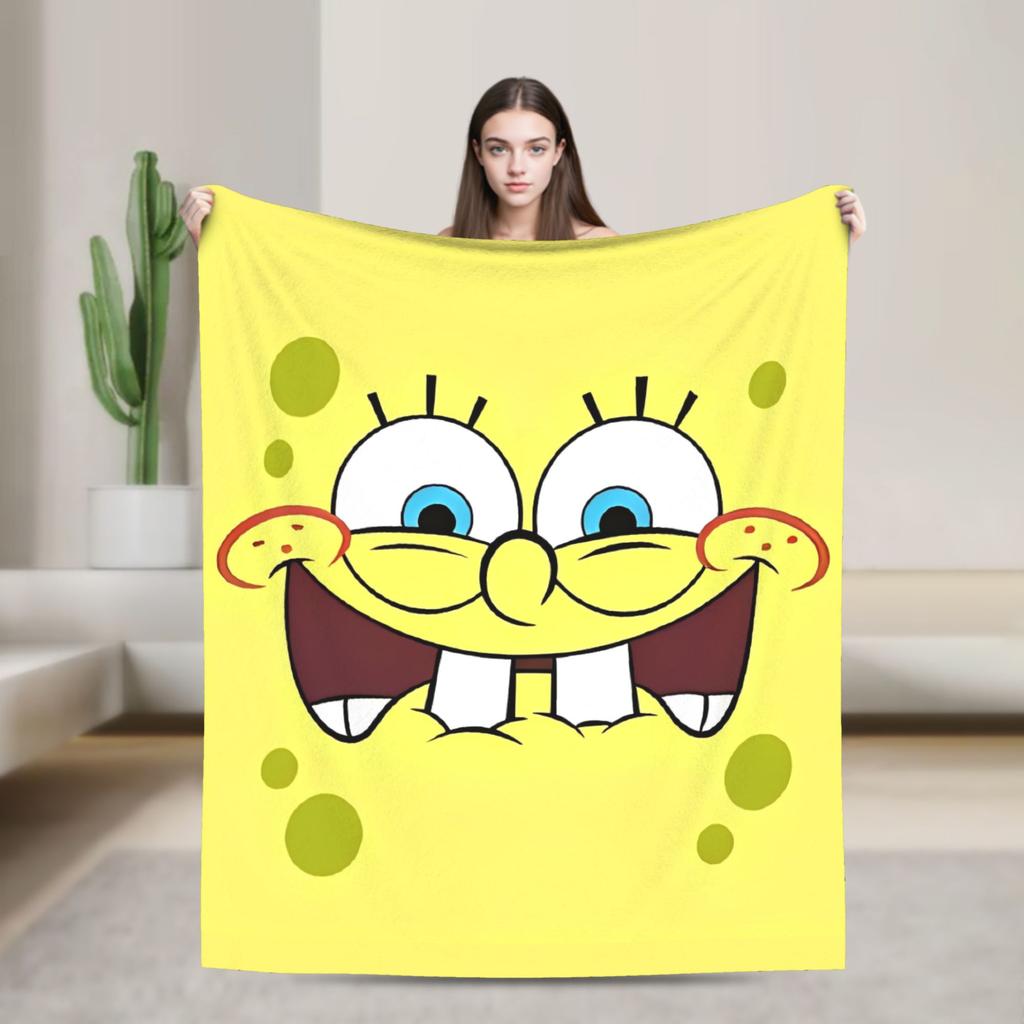 SpongeBob SquarePants Cartoon Blankets Fleece Lightweight Thin Throw Blanket for Bedroom Sofa Bed Rug