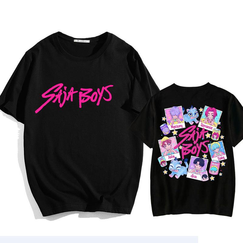 Anime KPop Demon Hunters T-shirt Summer Saja Boys Print Men Women Short Sleeve Y2k Top Summer Oversized Unisex Streetwear Tee 9 Colors