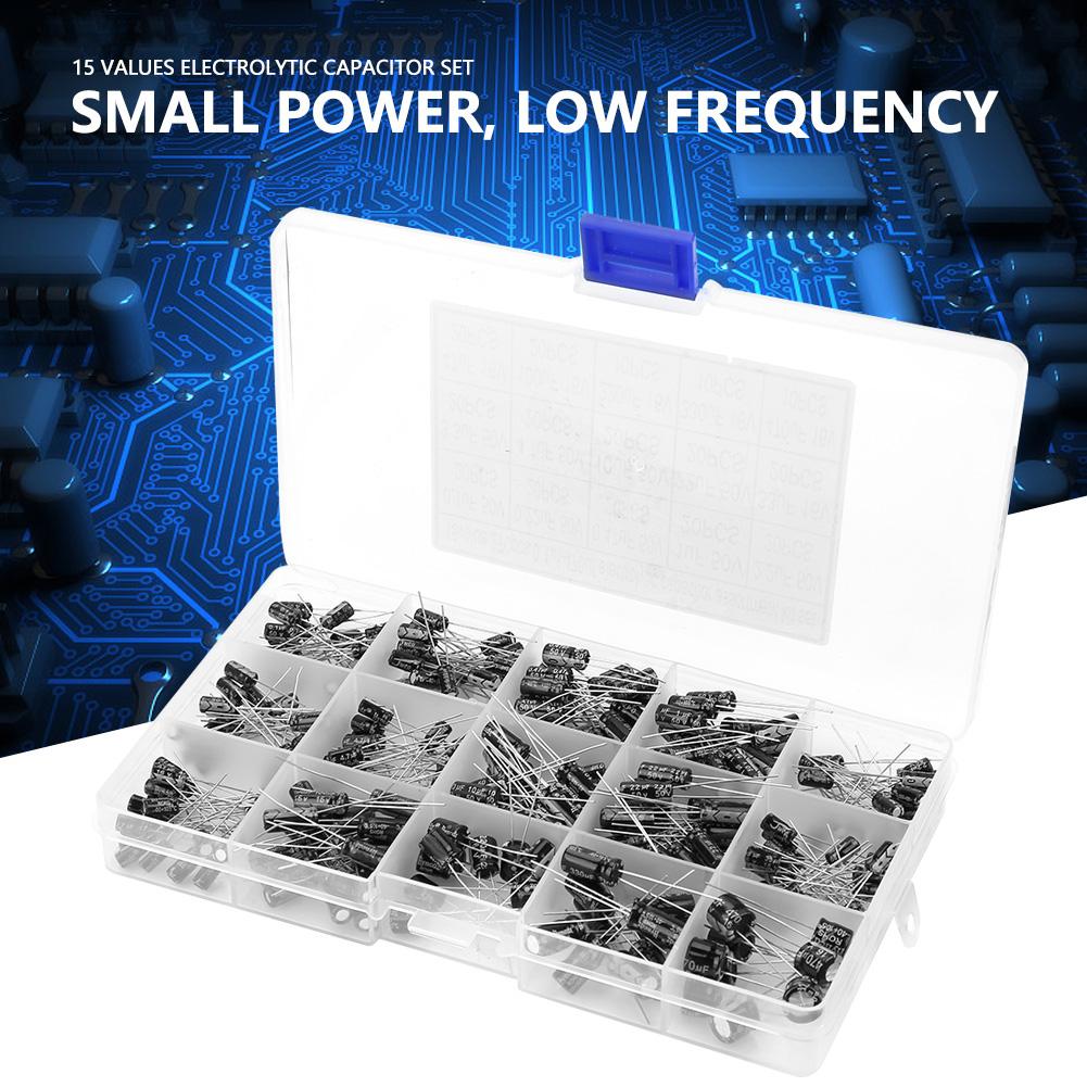 270pcs 15 Values Electrolytic Capacitor Assorted Kit 0.1uF 50V   470uF 16V