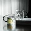 Glacial Pattern Glass Cup Heat Resistant Coffee Cup with Handle Transparent Breakfast Milk Mug Household Drinking Tools Gifts