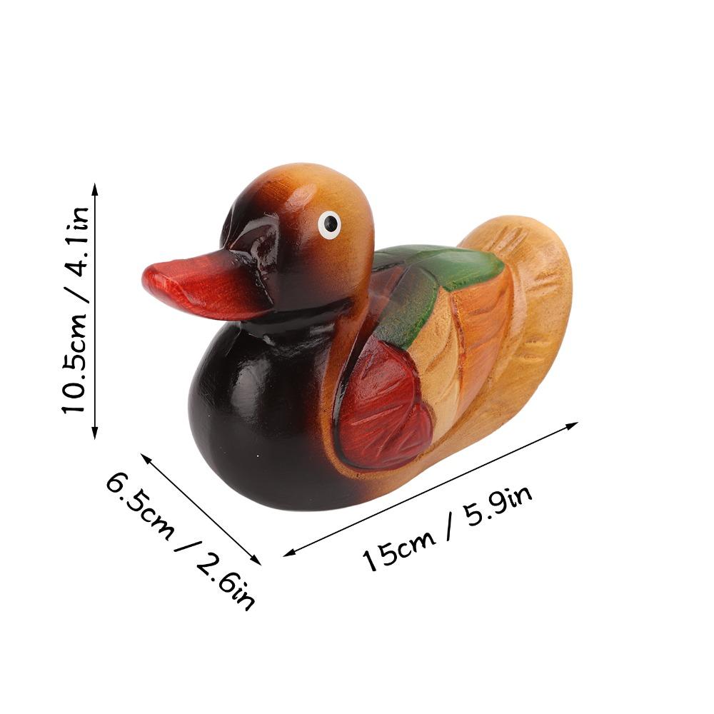 2pcs Color Lasting Wooden Duck Statues Hand Carved Hand Painted Duck Figurine Home Decor