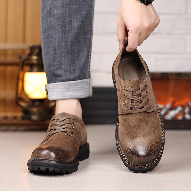 Fashion All-match Men Walking Shoes England Trend Casual Shoes Male Suede Oxford Wedding Leather Dress Shoes New Luxury Brand Men Flats