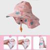 Summer Kids Anti-UV Fisherman Caps Large-Brim Cartoon Animal Print Girls Sun Visor Cap Outdoor UV Protection Children Mesh Beach Caps