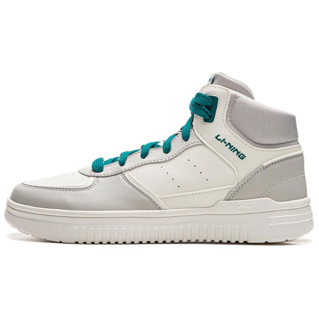 Li Ning Cyan Cloud Slip Resistant, Abrasion Resistant, Breathable High top Skateboard Shoes Men's White Gray AGCU549-1