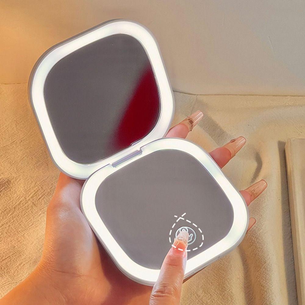 1X/3X Travel Cosmetic Mirrors Double Sided Pocket Mirror with Light LED Makeup Mirror  Bedroom