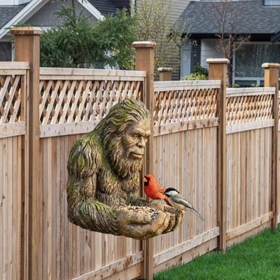 Sasquatch Bird Feeder Resin Sasquatch Sculpture Outdoor Feeder Skeleton Decorative Bird Feeder for Tree Backyard Garden Art Decor