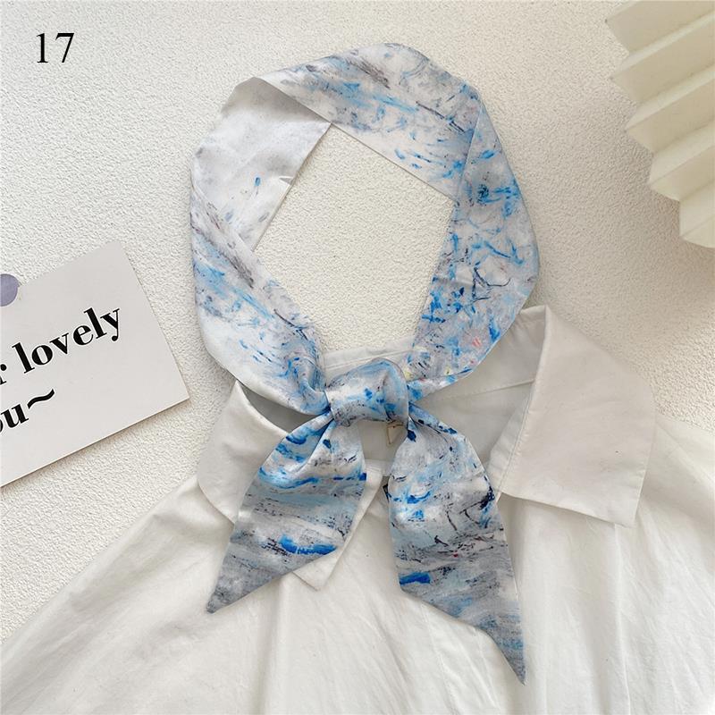 Eșarfă Lungă cu Imprimeu cu 26 de Litere, Bandă Subțire pentru Cap, Eșarfe de Gât, Bandă pentru Mâner de Geantă, Bandană, Elastic de Păr, Eșarfă de Gât, Eșarfe Mici de Mătase