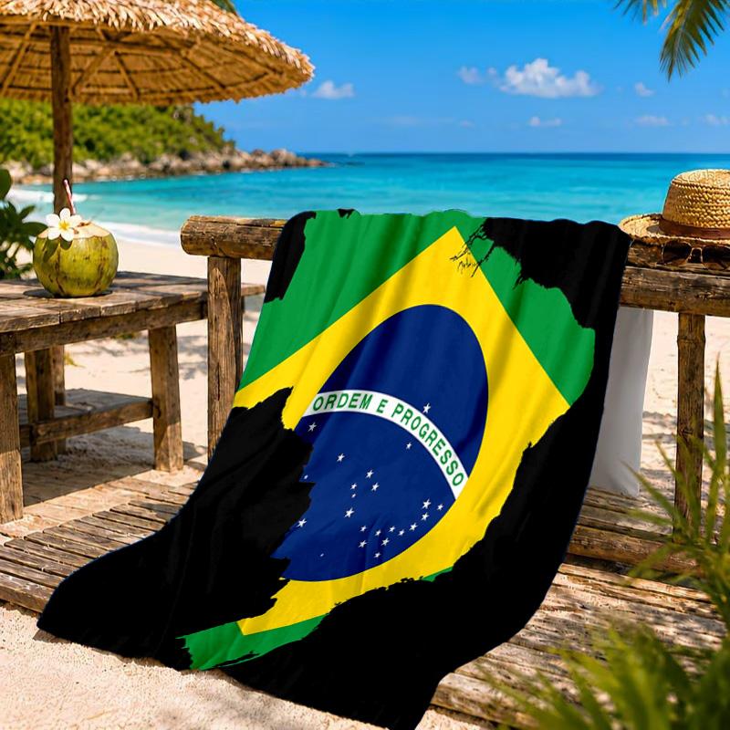 Brasilien Kunstwerk Gedrucktes Mikrofaser Strandtuch, Weich und Saugfähig, Schnelltrocknend, Ideal für Sommerreisen, Strand-Essentials, Schwimmbad