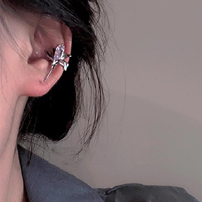 Zircon Butterfly Ear Cuff for Non-Pierced Ears - Elegant Forest Style