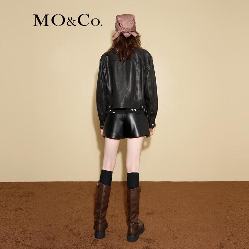 MO&Co. Women's High-Waist A-Line PU Leather Skorts