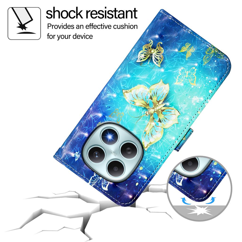 Dla Xiaomi Poco M8 5G/Redmi Note 15 5G (Światowy)/15 4G (Światowy) Skórzane etui z nadrukiem wzoru Portfel Stojak Pokrowiec na telefon komórkowy ze smyczą