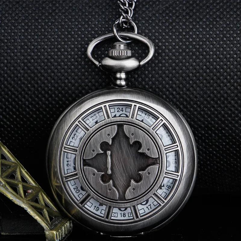 

10pcs/lot Wholesale Fashion Pendant Vintage Skeleton Pocket Watch Arabic Dial with Chain Men Women Necklace Pendant Clock Gift