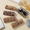 Cork Eyeglasses Case Printed Flower Design Glasses Holder Owl Printed Eyewear Box Portable Retro Glasses Box For Travel Men