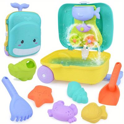 Beach Toys for Toddlers Toddler Sand Toys Set with Water Wheel Animal Molds Watering Can Sand Scoop In Cute Case Summer Travel