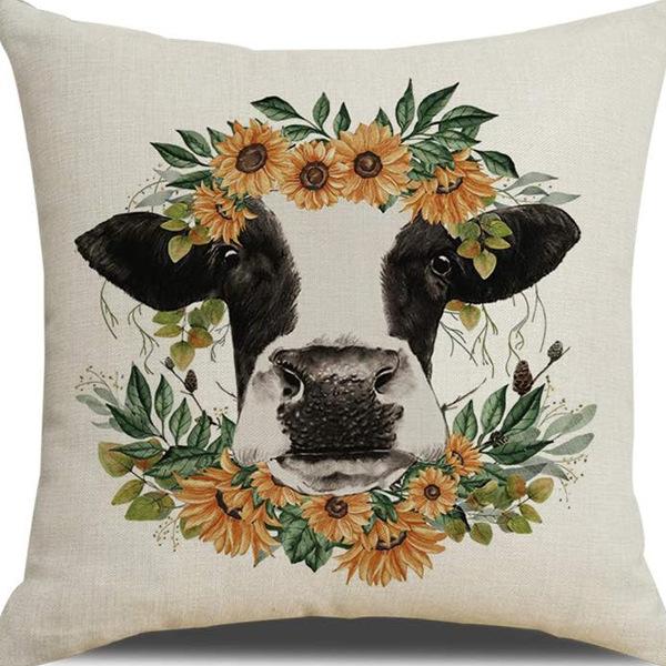 New Creative Cartoon Farmhouse Cow Animal Pillow Case Home Decoration Living Room Car Cushion