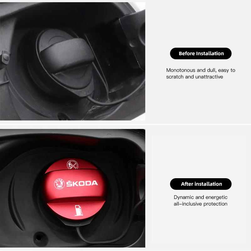 VMAD6 Car Fuel Filler Door Cover Fuel Tank Gas Caps Accessories For Skoda Octavia Kodiaq Enyaq iV Kamiq Scala Superb Fabia Rapid Karoq