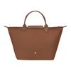 Longchamp Le Pliage Club Solid Color Strapless Flap Short Handle Zipper Closure Leather Tote Bag Small Women Tote Bag Cognac 1623089504