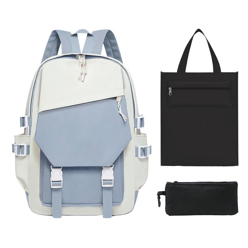 

Рюкзак в стиле колледжа большой вместимости с защитой позвоночника и снижением нагрузки, школьный рюкзак для новых студентов, трехсекционный рюкзак для отдыха