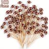 100 Bamboo Cocktail Sticks, Each 4.7 Inches Long - Decorative Cocktail Skewers with Sports Ball Ends for Wooden Decoration